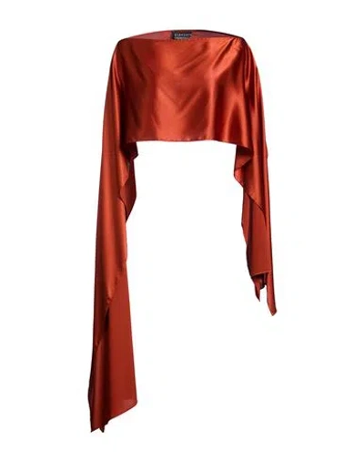 Gianluca Capannolo Woman Cape Rust Size Onesize Silk, Elastane In Red
