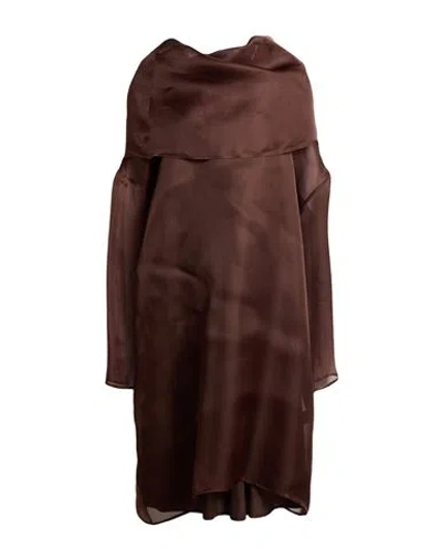 Gianluca Capannolo Woman Midi Dress Chocolate Brown Size S Silk