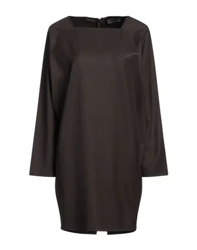 Gianluca Capannolo Woman Mini Dress Dark Brown Size 8 Virgin Wool, Lycra In Gold