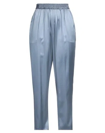 Gianluca Capannolo Woman Pants Slate Blue Size 10 Silk, Elastane