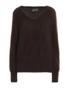 GIANLUCA CAPANNOLO GIANLUCA CAPANNOLO WOMAN SWEATER BROWN SIZE L MOHAIR WOOL, POLYAMIDE, WOOL