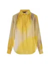 GIANLUCA CAPANNOLO YELLOW SILK SHIRT WITH GATHERING