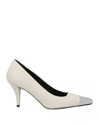 Gianmarco F. Woman Pumps Light Grey Size 7 Leather In Gray