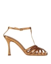 Gianmarco F. Woman Sandals Gold Size 8 Leather In Gold