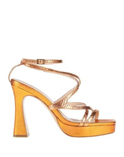 Gianmarco F. Woman Sandals Orange Size 10 Leather