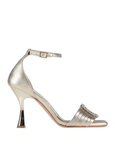 Gianmarco F. Woman Sandals Platinum Size 6 Leather In Grey