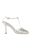 Gianmarco F. Woman Sandals Silver Size 8 Leather In Silver