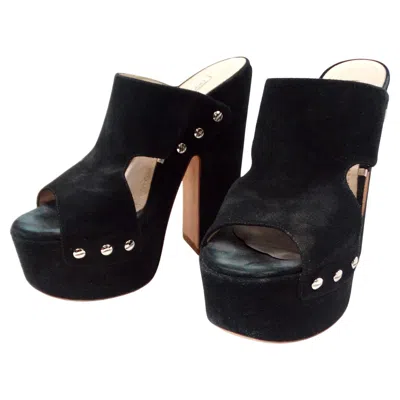 Pre-owned Gianmarco Lorenzi Black Suede Platform Sandals