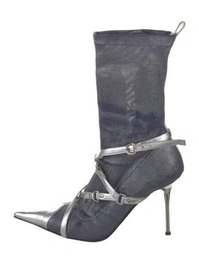 Pre-owned Gianmarco Lorenzi Denim Sock Boots In Blue