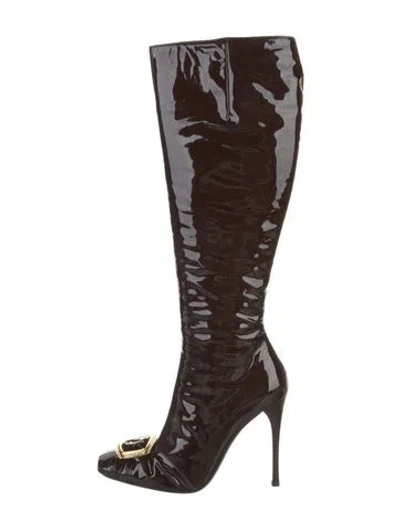 Pre-owned Gianmarco Lorenzi Patent Leather Boots In Brown