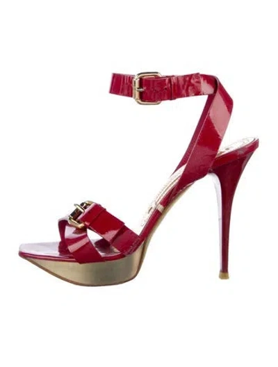 Pre-owned Gianmarco Lorenzi Patent Leather Sandals In Red