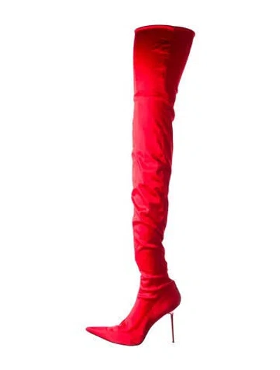 Pre-owned Gianmarco Lorenzi Satin Sock Boots In Red
