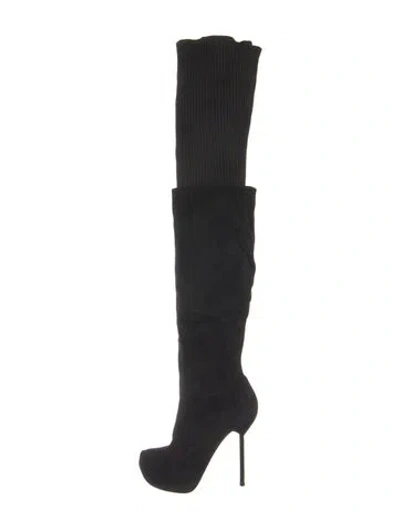Pre-owned Gianmarco Lorenzi Suede Sock Boots In Black