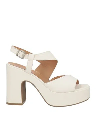 Gianmarco Sorelli Woman Sandals Ivory Size 10 Leather In White