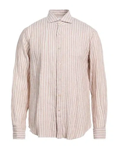 Giannetto Portofino Man Shirt Beige Size 17 Linen In Sand