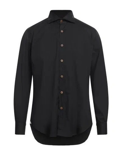 Giannetto Portofino Man Shirt Black Size 17 ½ Cotton, Polyamide, Elastane