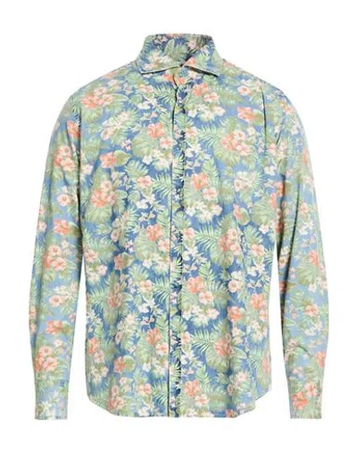 Giannetto Portofino Man Shirt Blue Size 16 ½ Cotton In Multi