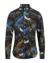 Giannetto Man Shirt Blue Size 17 Cotton In Blue