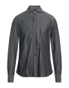 Giannetto Portofino Man Shirt Charcoal Size 15 Cotton In Grey