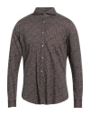 Giannetto Portofino Man Shirt Dark Brown Size 16 Cotton In Brown