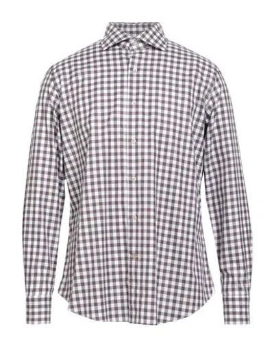 Giannetto Portofino Man Shirt Dark Brown Size 16 ½ Cotton In Blue
