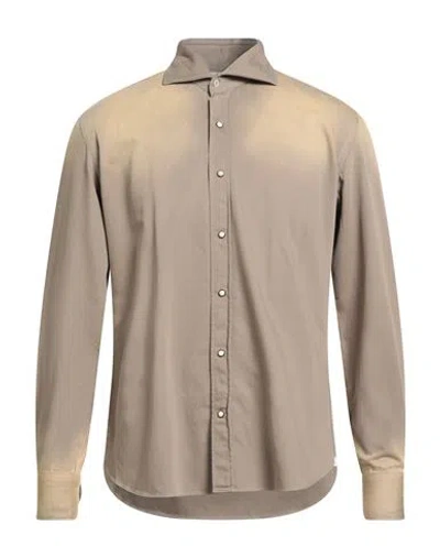 Giannetto Portofino Man Shirt Khaki Size 16 Cotton In Gray