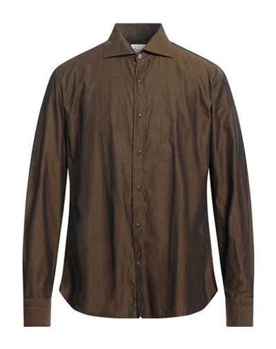 Giannetto Portofino Man Shirt Khaki Size 17 Cotton In Beige