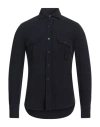 Giannetto Portofino Man Shirt Midnight Blue Size 15 Viscose