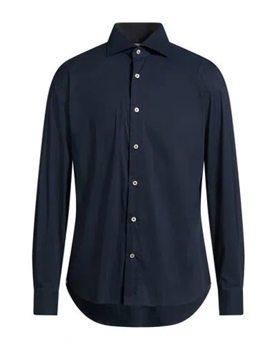 Giannetto Portofino Man Shirt Midnight Blue Size 17 ½ Cotton, Polyester, Elastane