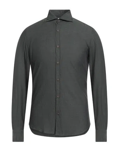 Giannetto Portofino Man Shirt Military Green Size 15 Cotton, Cashmere In Gray