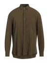 Giannetto Portofino Man Shirt Military Green Size 17 Viscose In Green