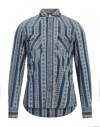 Giannetto Portofino Man Shirt Navy Size 17 Cotton In Navy