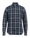 Giannetto Portofino Man Shirt Navy Size 17 Linen In Blue