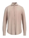 Giannetto Portofino Man Shirt Sand Size 17 Cotton In Beige