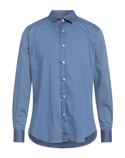 Giannetto Portofino Man Shirt Slate Blue Size 16 Cotton