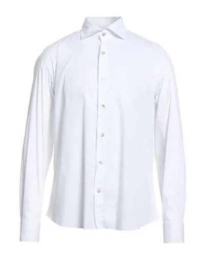 Giannetto Portofino Man Shirt White Size 17 Cotton, Polyester, Elastane