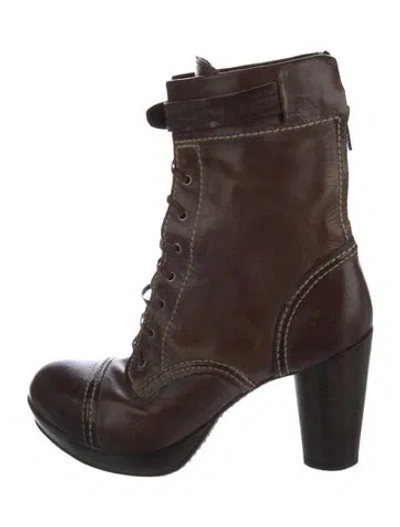 Pre-owned Gianni Barbato Leather Lace-up Boots In Brown