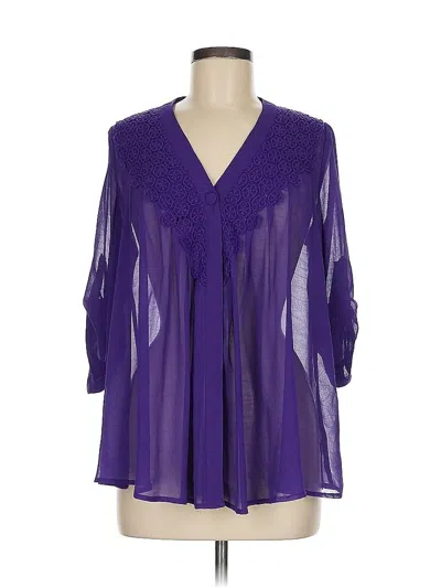 Pre-owned Gianni Bini 3/4 Sleeve Blouse In Purple