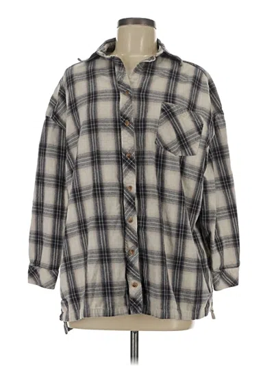 Pre-owned Gianni Bini 3/4 Sleeve Button Down Shirt In Gray