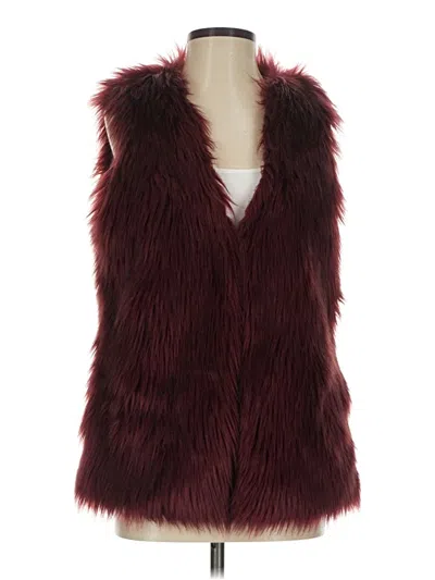 Pre-owned Gianni Bini Faux Fur Vest In Burgundy