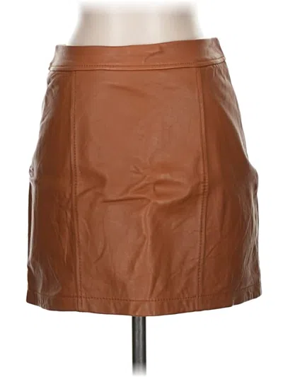 Pre-owned Gianni Bini Faux Leather Skirt In Brown