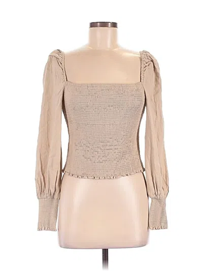Pre-owned Gianni Bini Long Sleeve Blouse In Tan