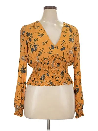 Pre-owned Gianni Bini Long Sleeve Blouse In Yellow