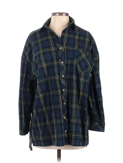 Pre-owned Gianni Bini Long Sleeve Button Down Shirt In Blue