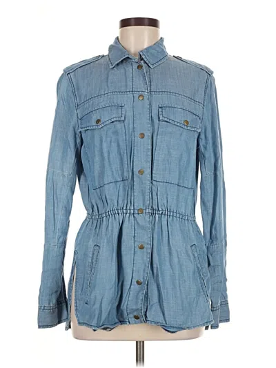 Pre-owned Gianni Bini Long Sleeve Button Down Shirt In Blue