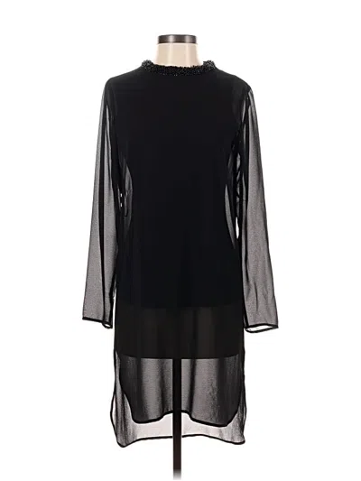 Pre-owned Gianni Bini Long Sleeve Top Black Mock Neckline Tops