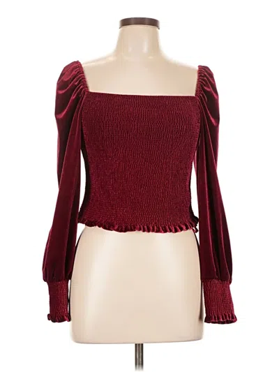 Pre-owned Gianni Bini Long Sleeve Top Burgundy Sweetheart Neckline Tops