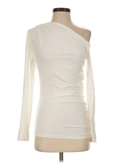 Pre-owned Gianni Bini Long Sleeve Top Ivory One Shoulder Neckline Tops