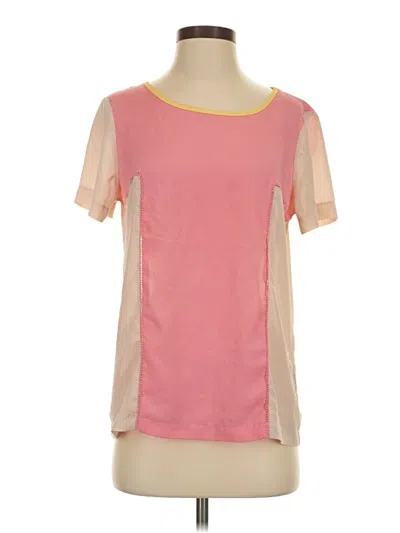 Pre-owned Gianni Bini Short Sleeve Top Pink Color Block Pattern Scoop Neck Tops
