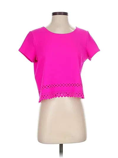 Pre-owned Gianni Bini Short Sleeve Top Pink Keyhole Neckline Tops